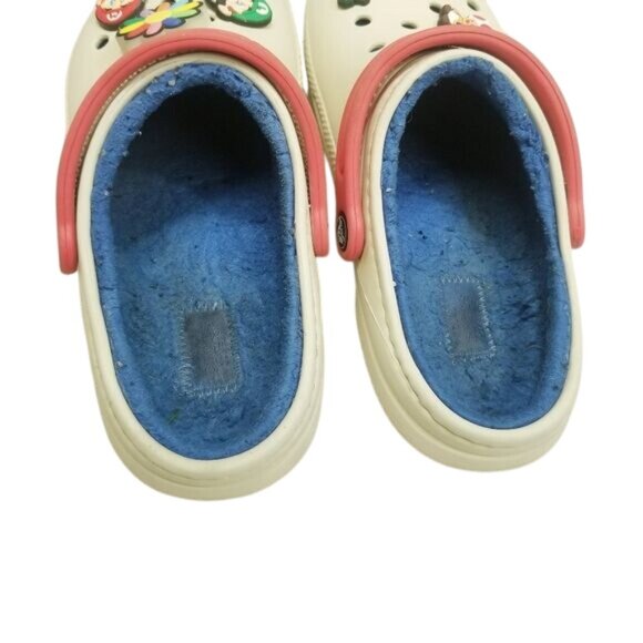 Crocs White Red‎ Blue Mario-Themed Jibbitz Charms Red Strap W8/M6 Unisex - Picture 3 of 14